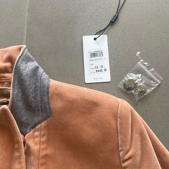 Reiss Aubrie double breasted velvet jacket/blazer, in peach/pink color - Picture 14 of 17